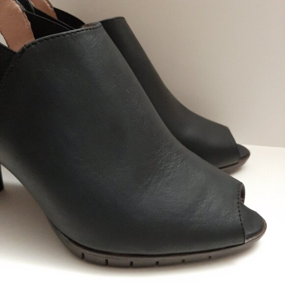 WONDERS Spain Memory Gel Peep-Toe Slingback Heels Black Leather Sz US 7.5 Eur 39 - Picture 3 of 16